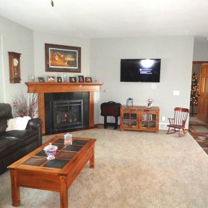 Cambridge in Evansdale, living room fireplace